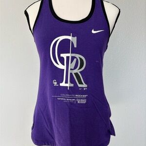 Nike Women's Purple Tank Top with Colorado Rockies Logo